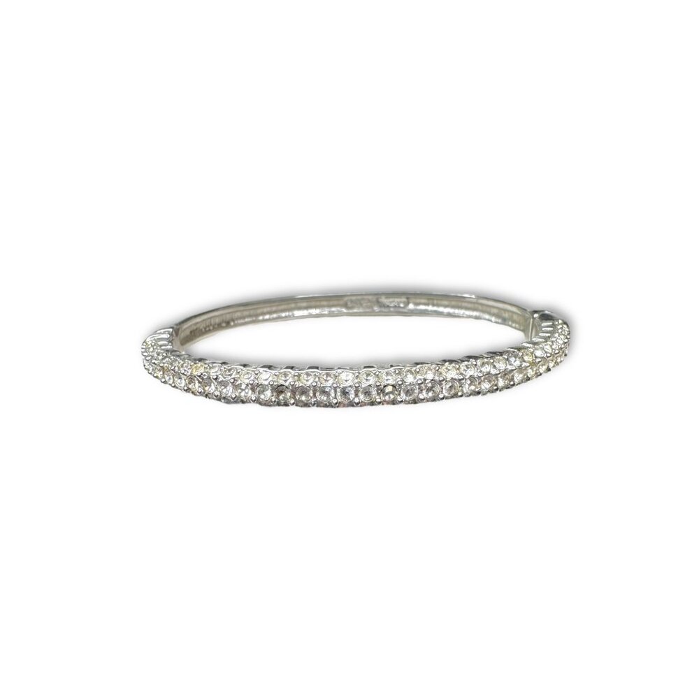 Vintage Nolan Miller Silver Crystal Bangle Bracelet